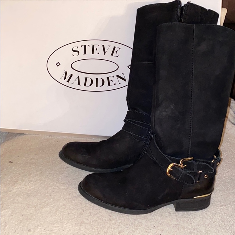 Steve Madden Suede Boots - Black